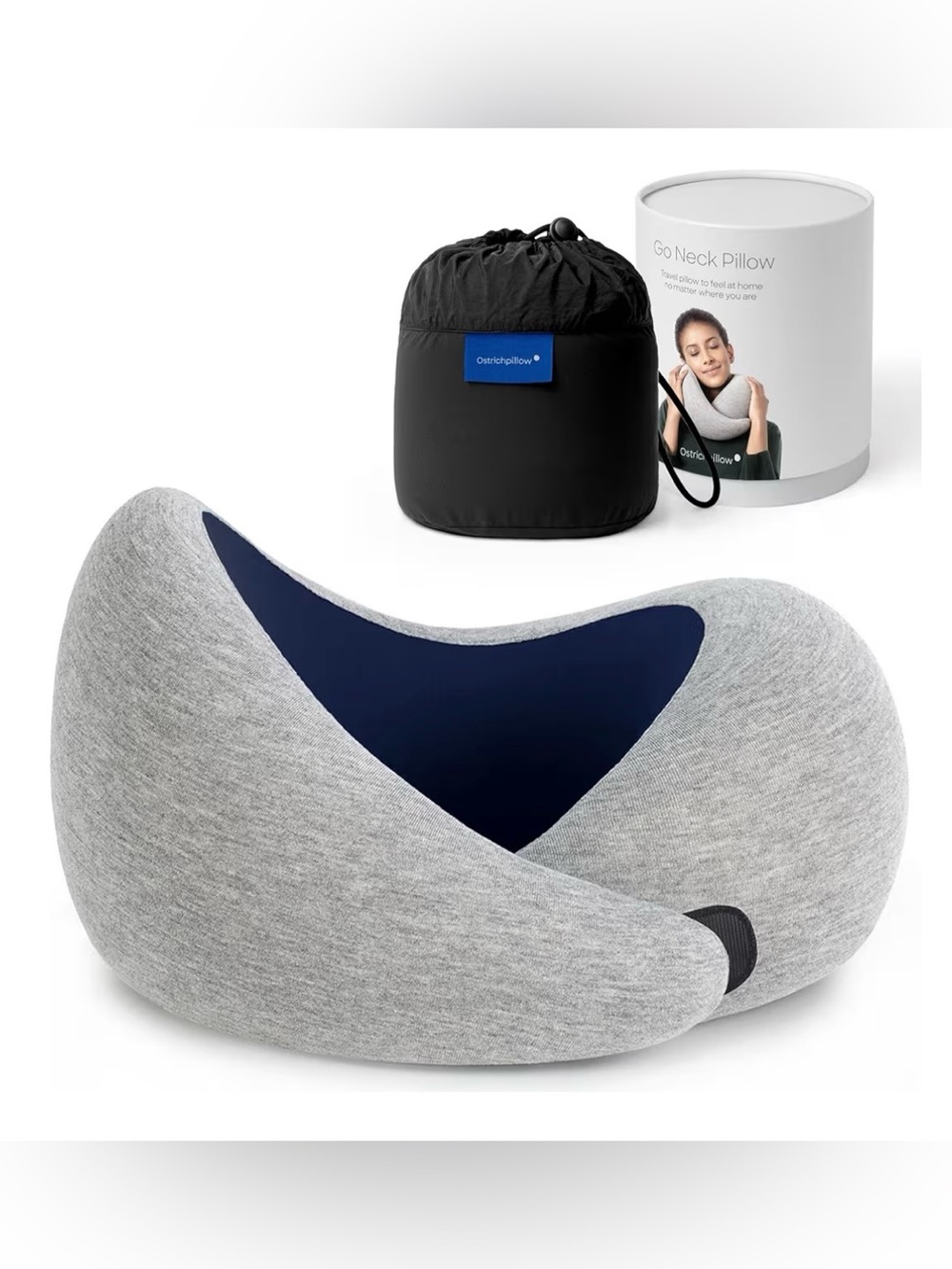 Go Neck Pillow - Gray with Navy Interior